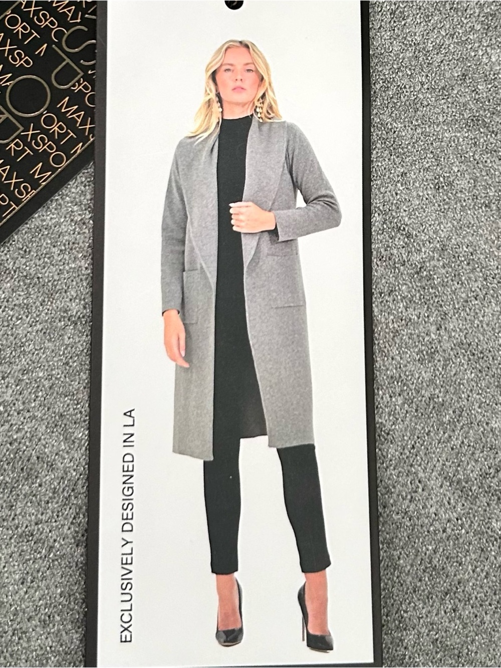 Max Sport Open Front Cardigan Women Medium Gray Long Duster Pockets Sweater Coat